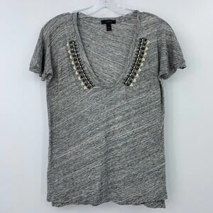 J. Crew space dyed beaded deep v-neck shirt